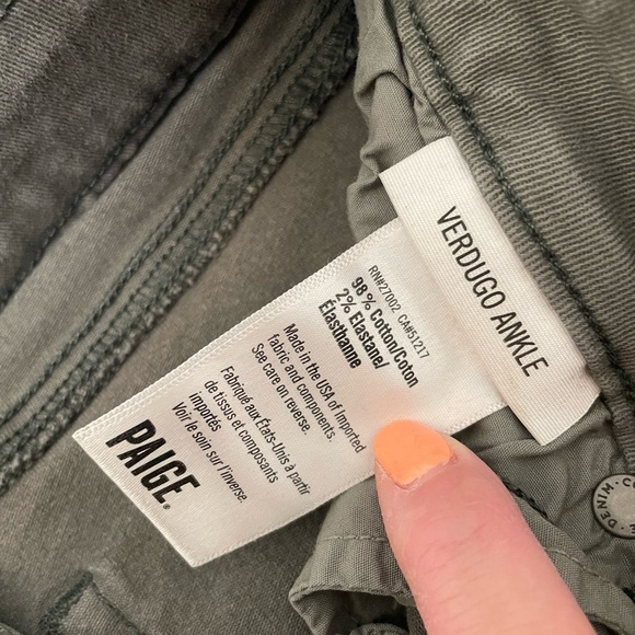 Army green Paige size 24 ankle jeans - Picture 2 of 4